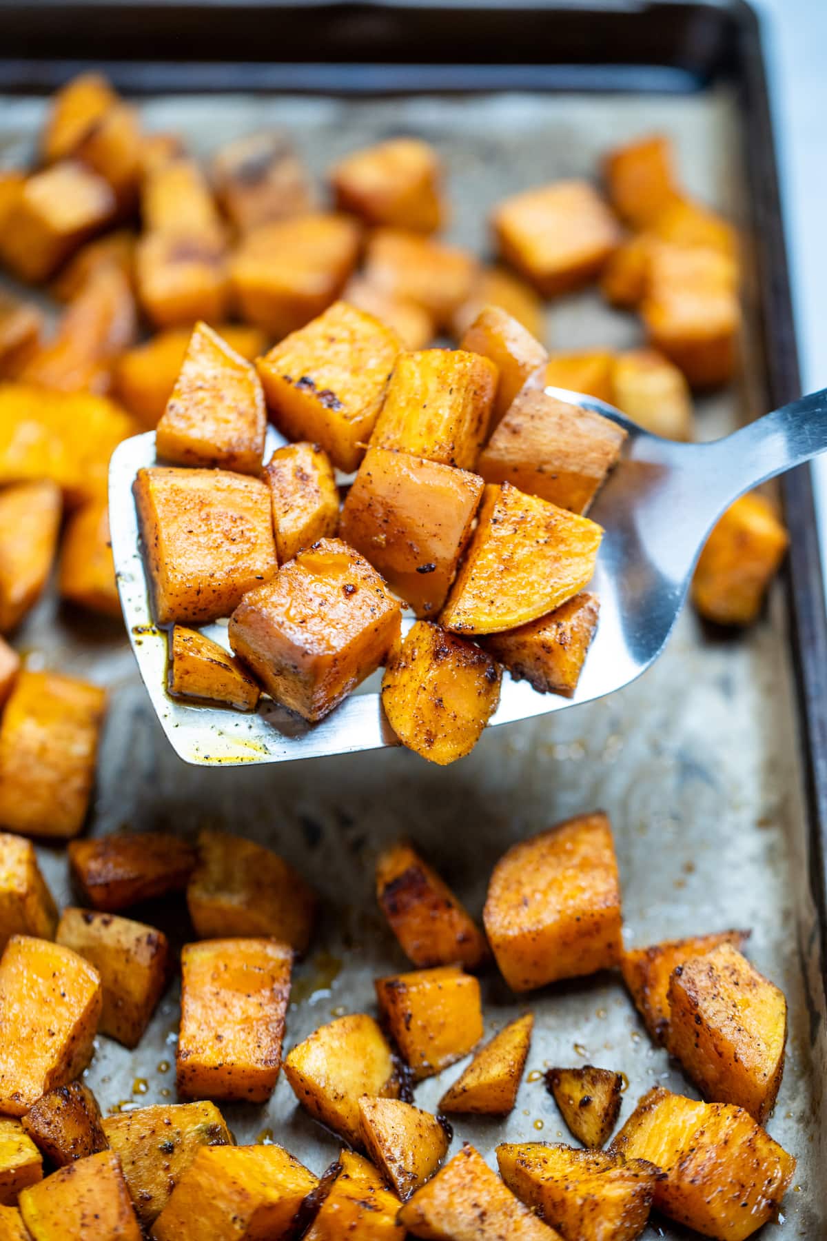 Sautéed Kale and Garlic with Roasted Sweet Potato Cubes