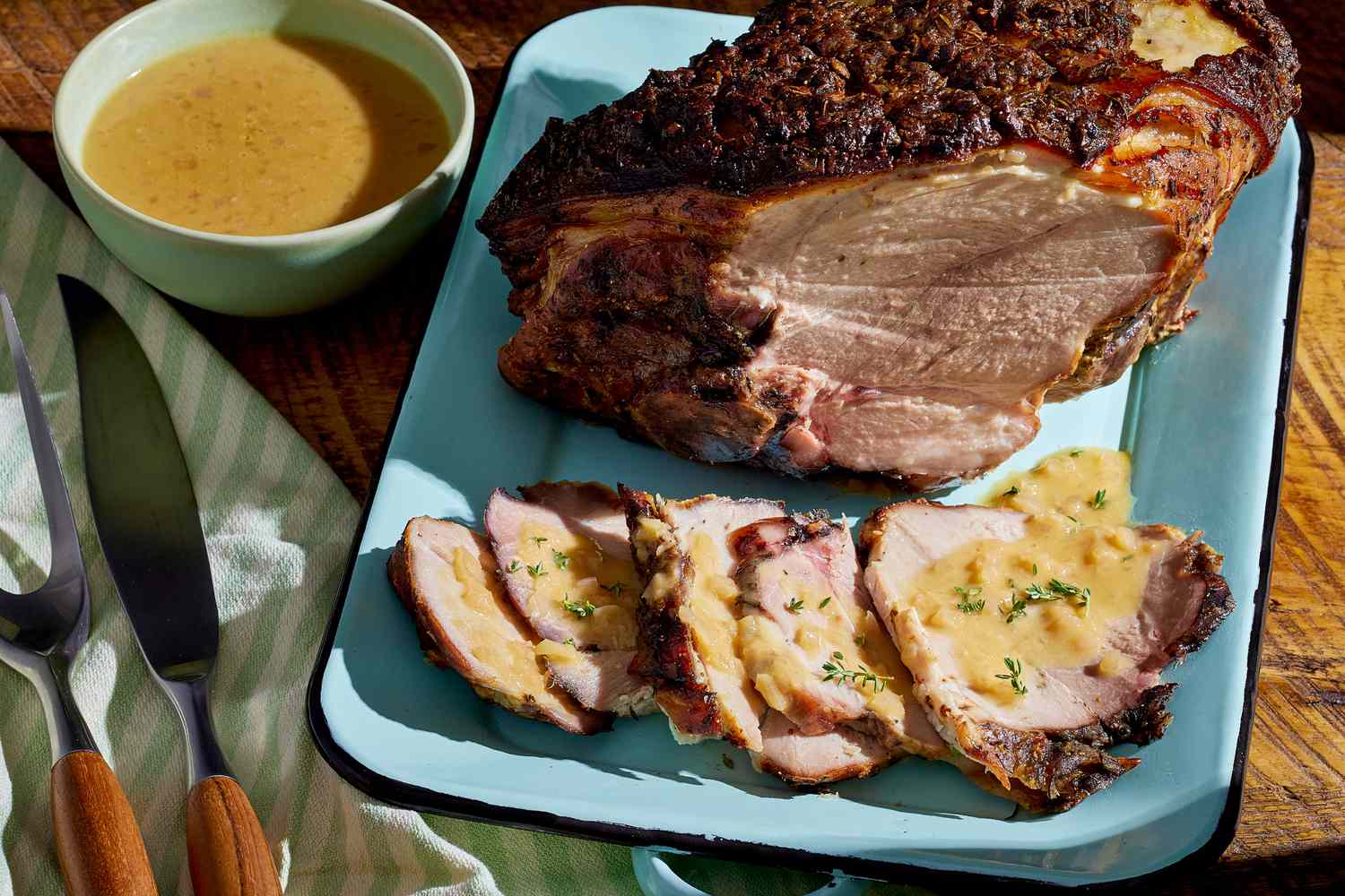 Slow-Roasted Pork Shoulder with Mustard and Herb Crust