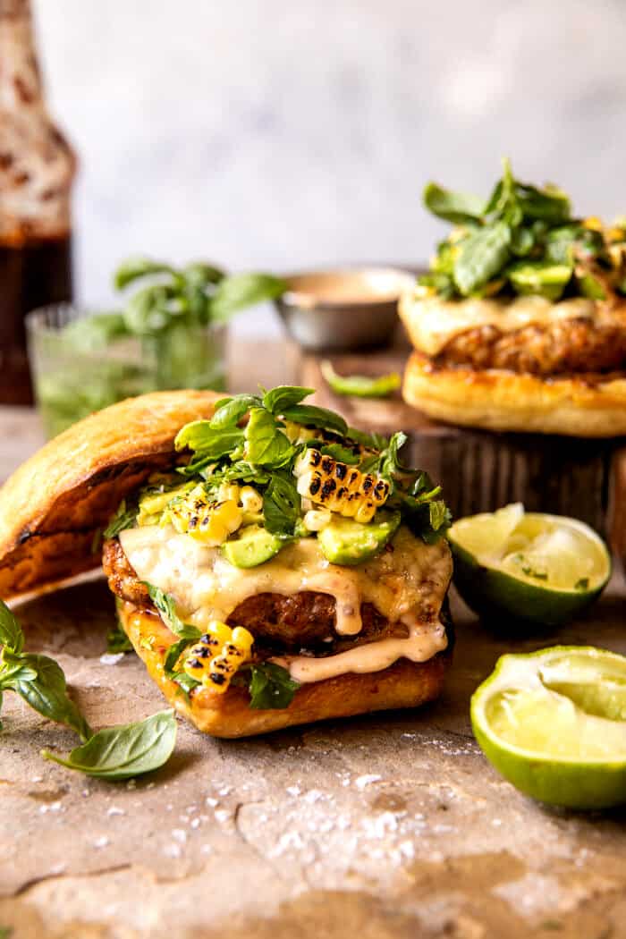 Grilled Cheddar-Stuffed Bacon Burger with Smoky Chipotle Mayo