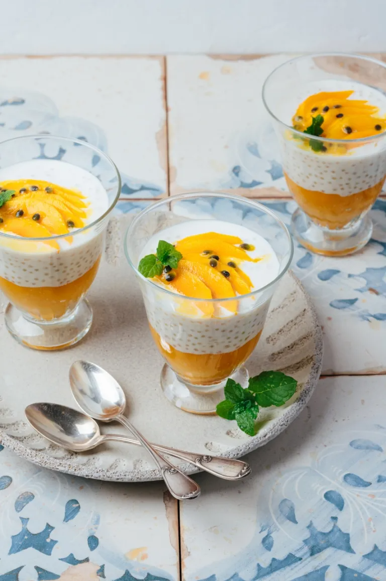 Mango Coconut Sago Pudding with Toasted Sesame