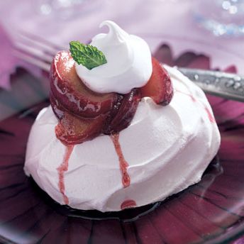 Quandong and Davidson's Plum Pavlova with Lemon Myrtle Whipped Cream