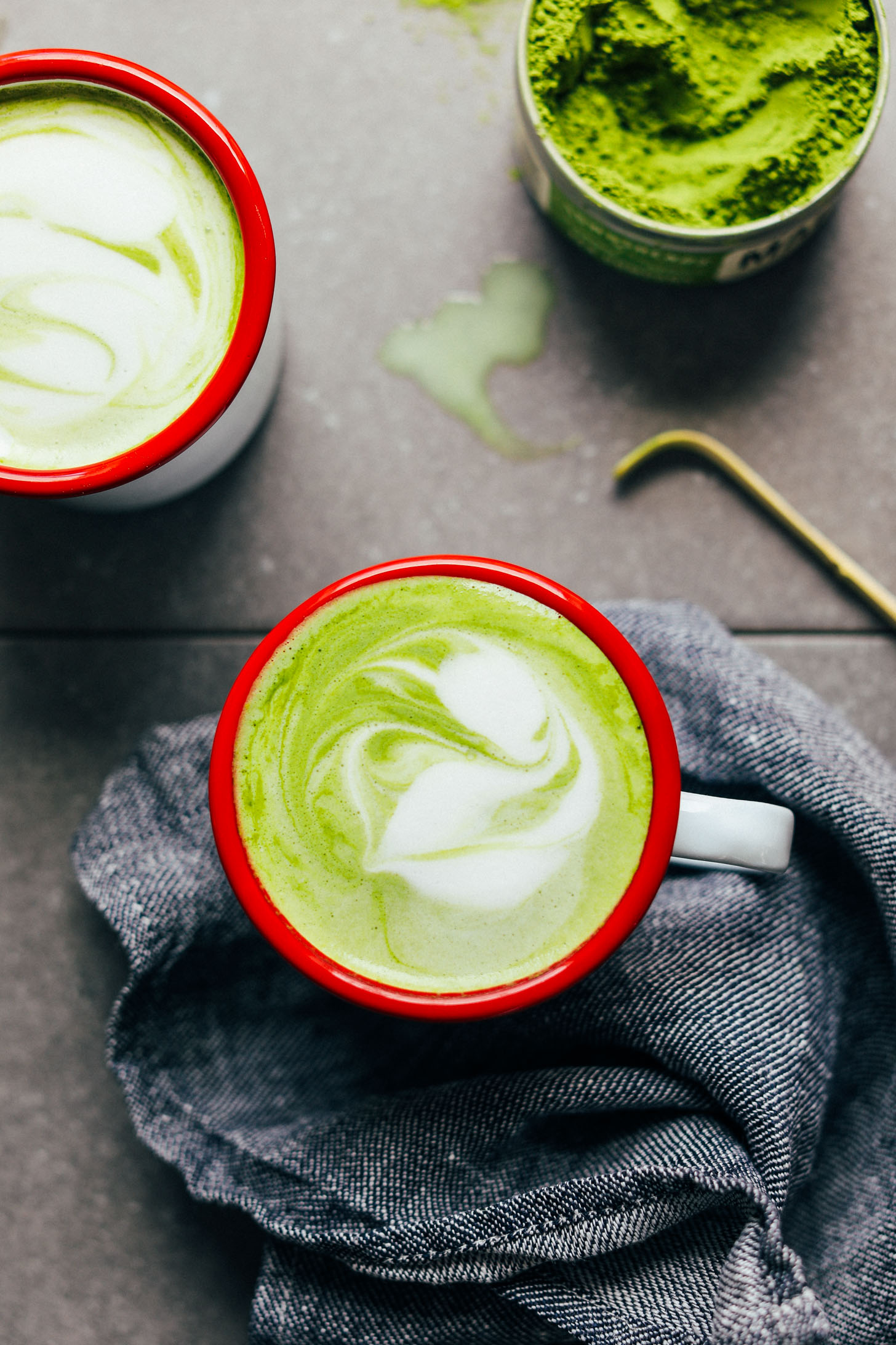 Popular Matcha Green Tea Latte with Vanilla and Honey