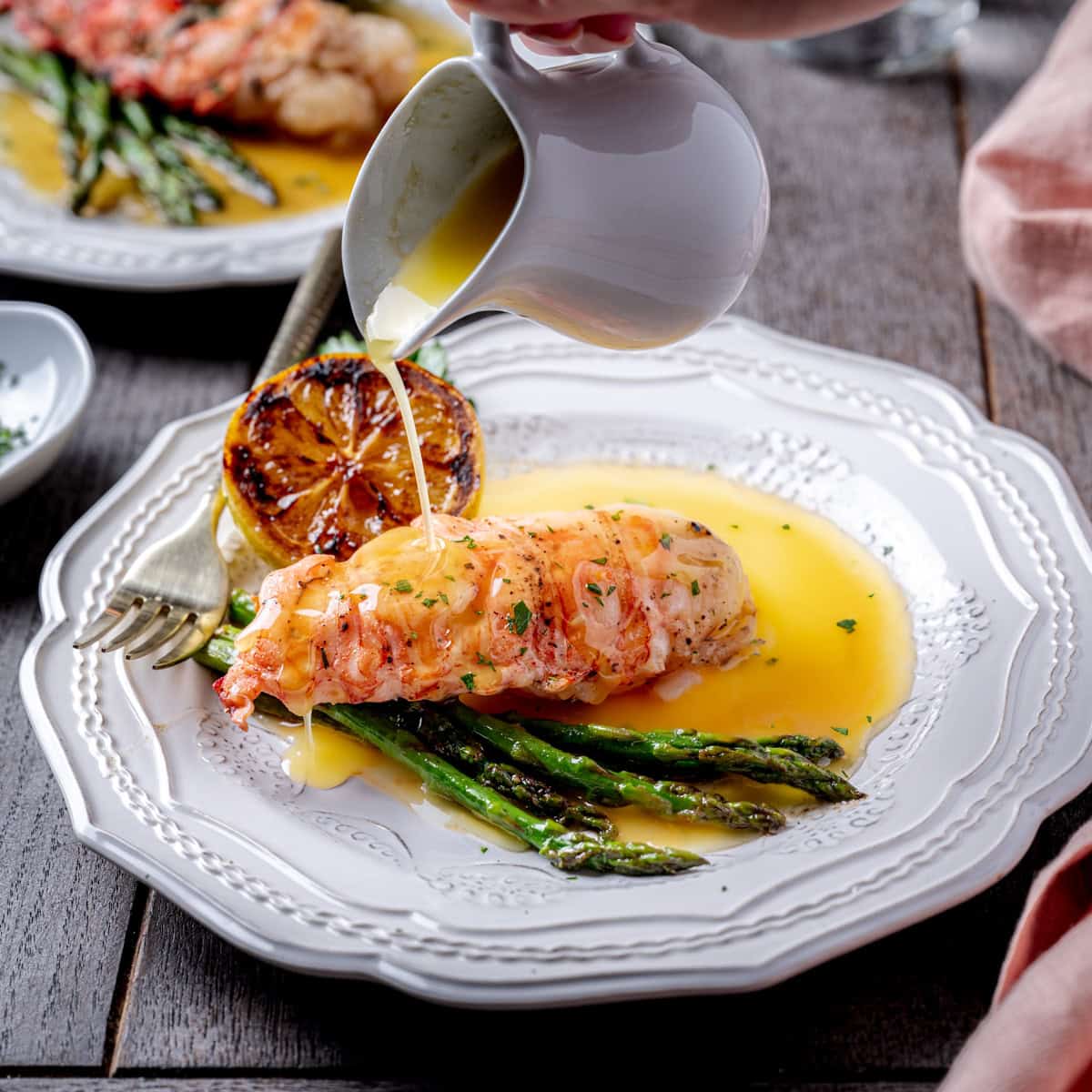 Saffron-Glazed Lobster with Asparagus