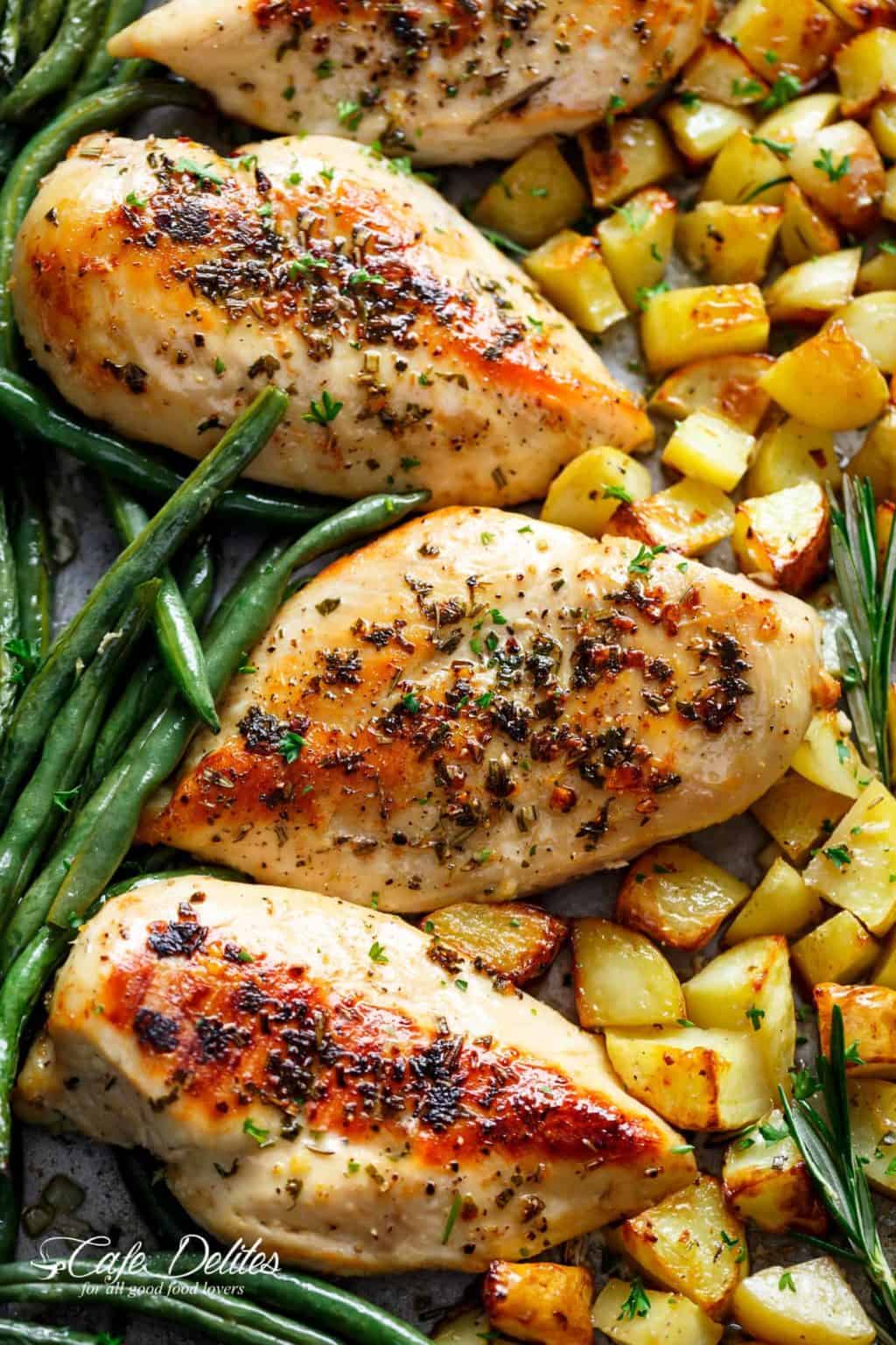 Italian Sheet Pan Herb-Roasted Chicken with Potatoes