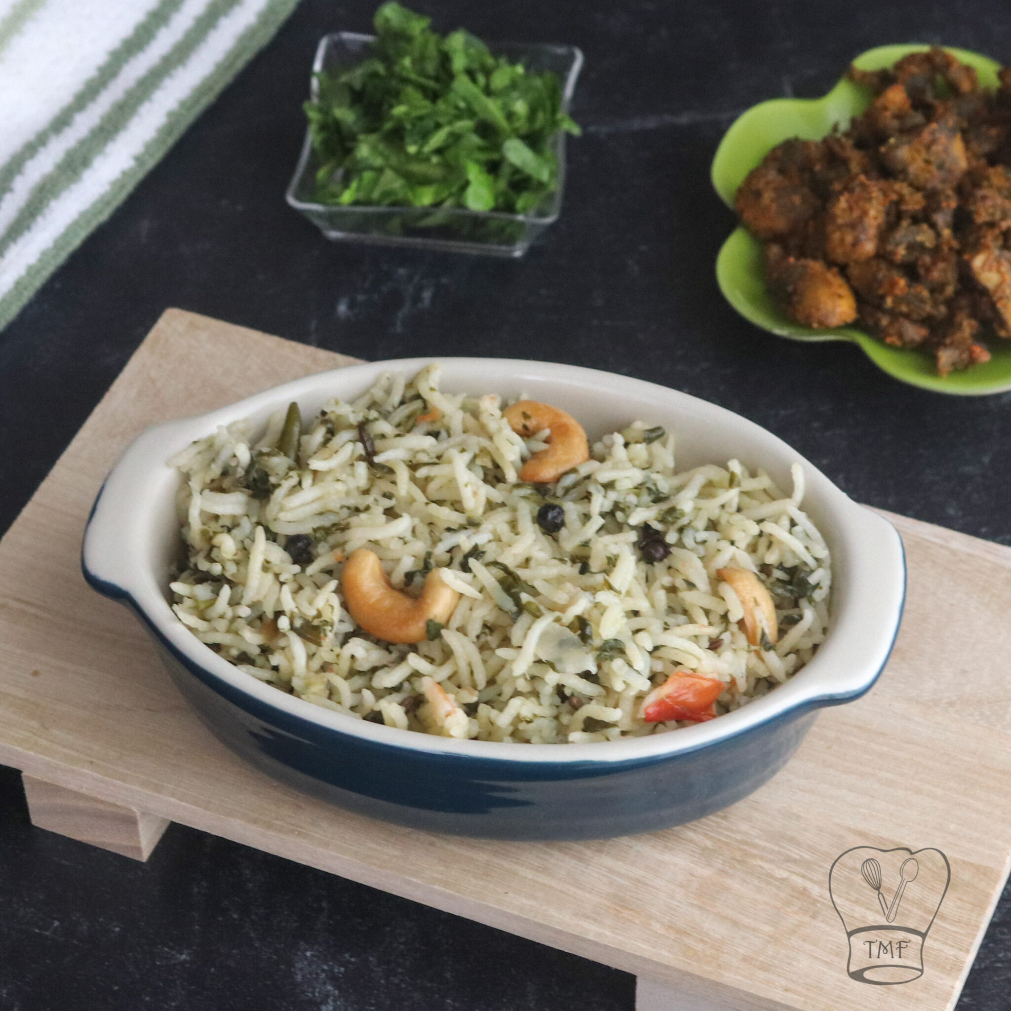 Kashmiri Walnut and Spinach Pulao with Aromatic Spices