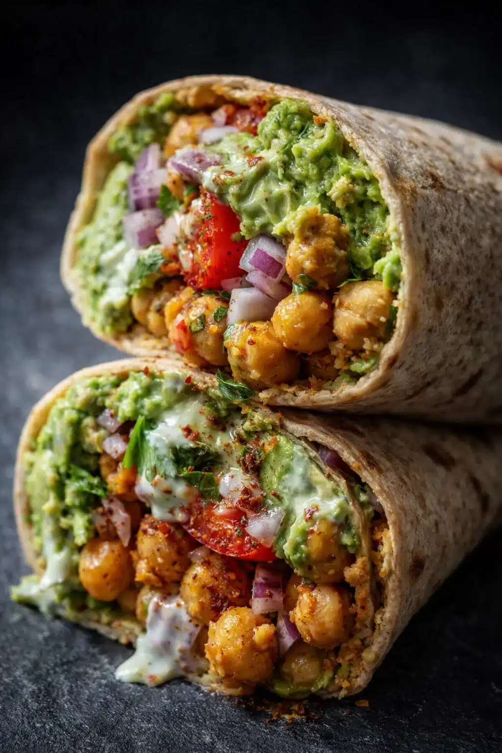 Simple Avocado and Chickpea Salad Wraps