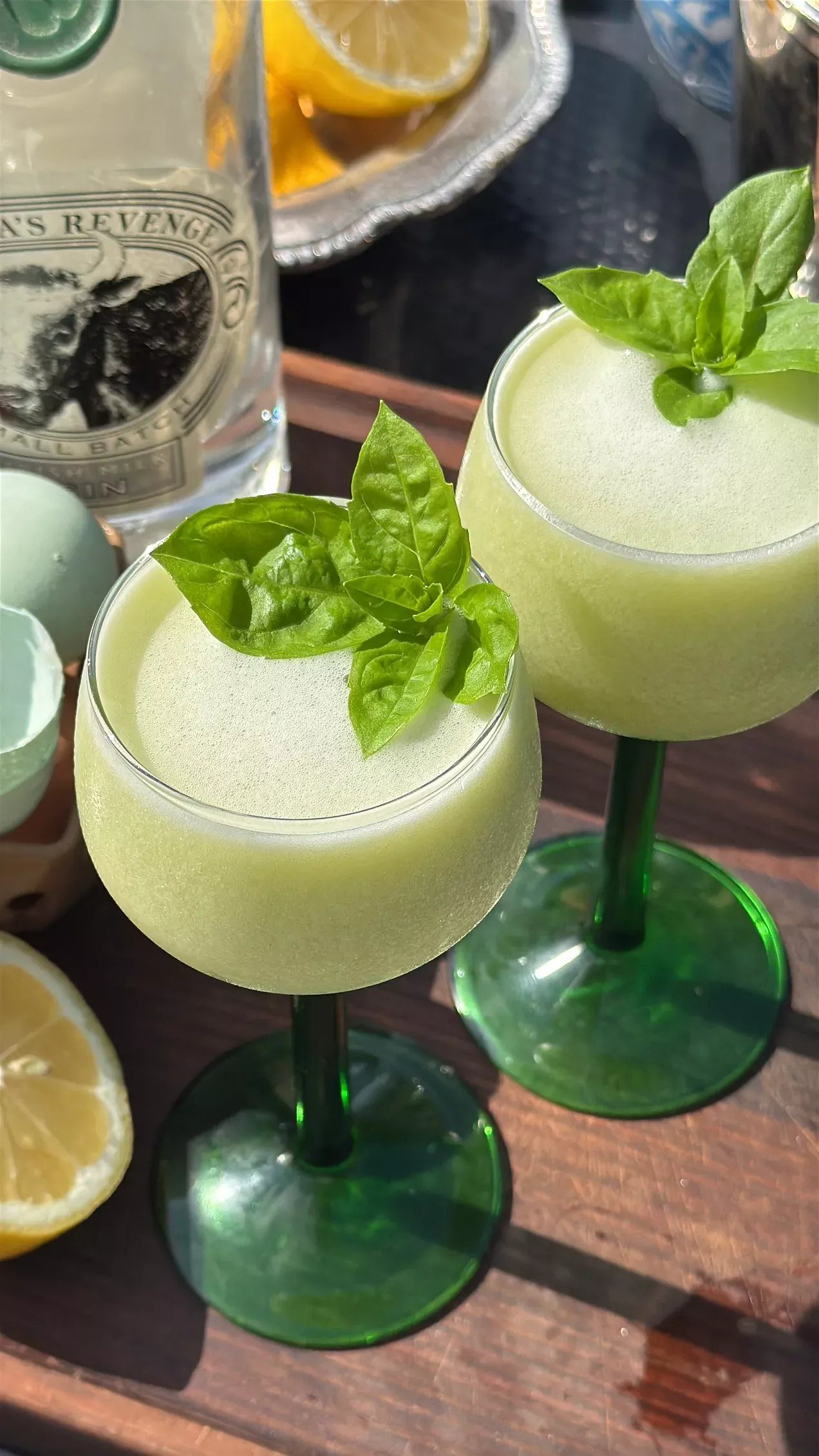 Gin Basil Citrus Sour with Egg White Foam