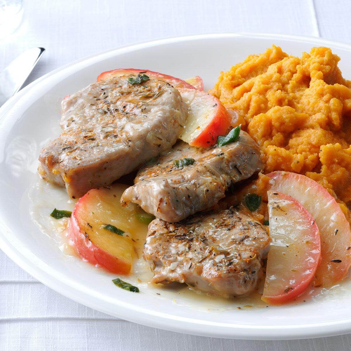 Sautéed Pork Medallions with Apple Cider Pan Sauce and Sage