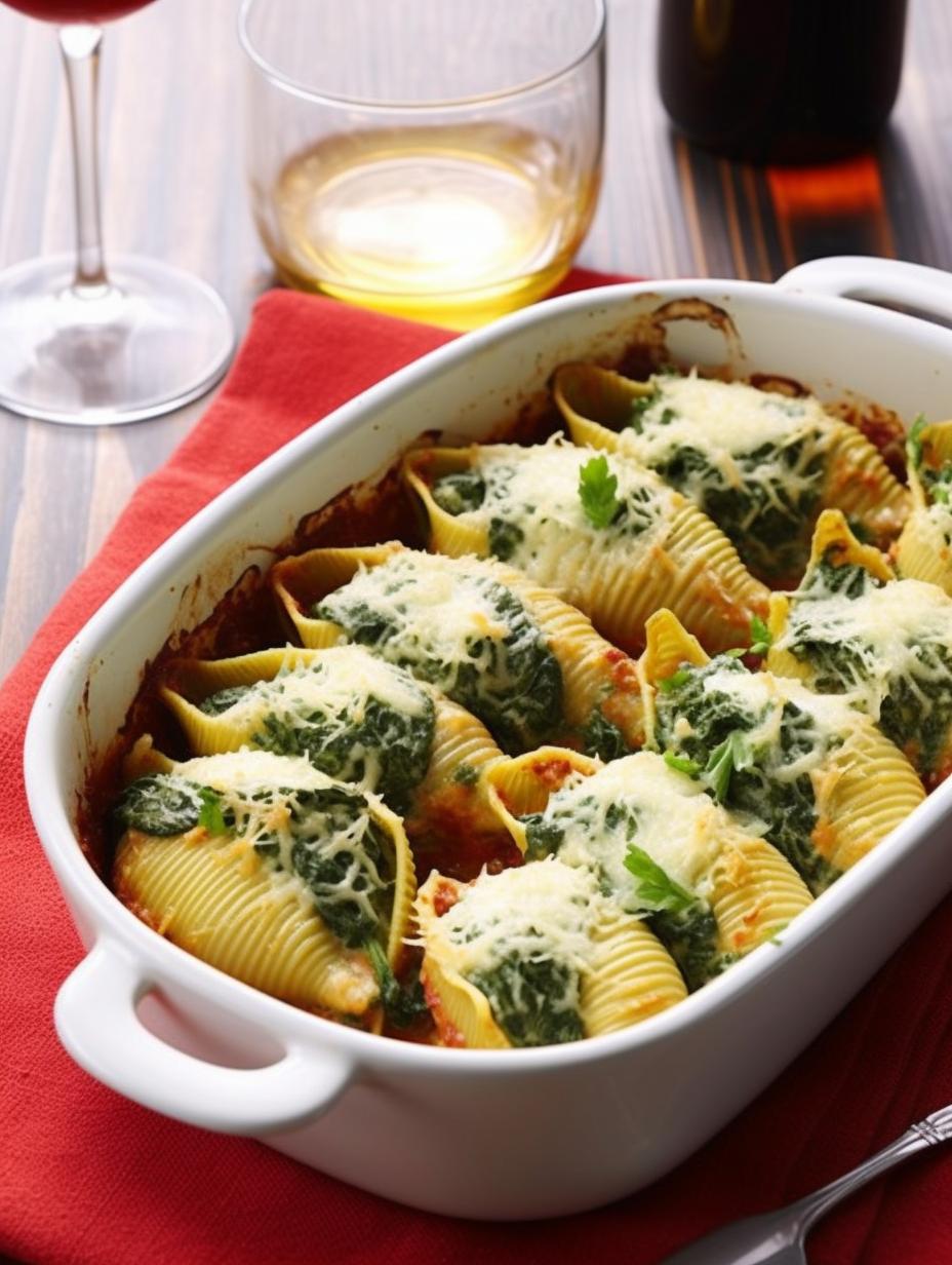 Cheesy Stuffed Shells with Spinach