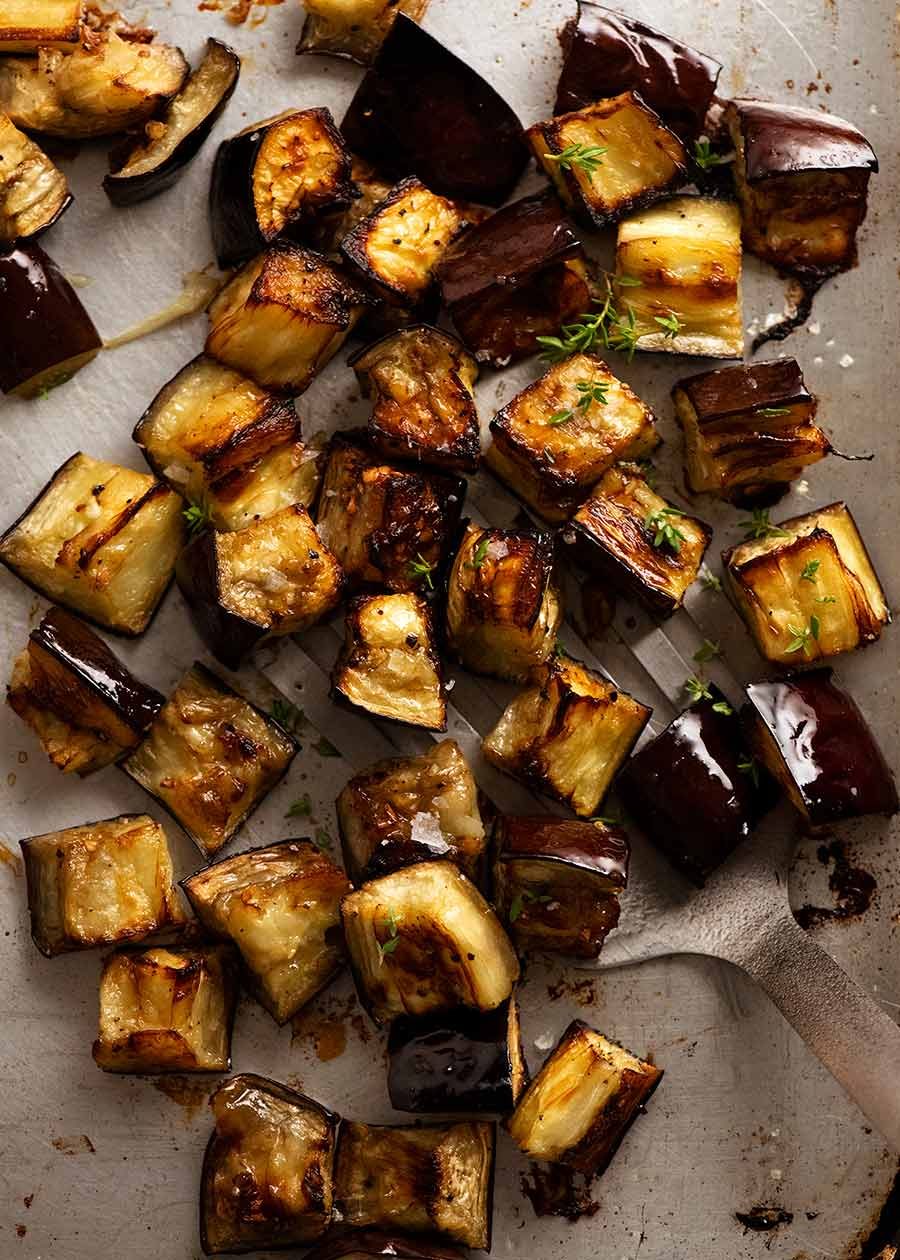 Oven-Roasted Eggplant with Garlic-Tahini Drizzle