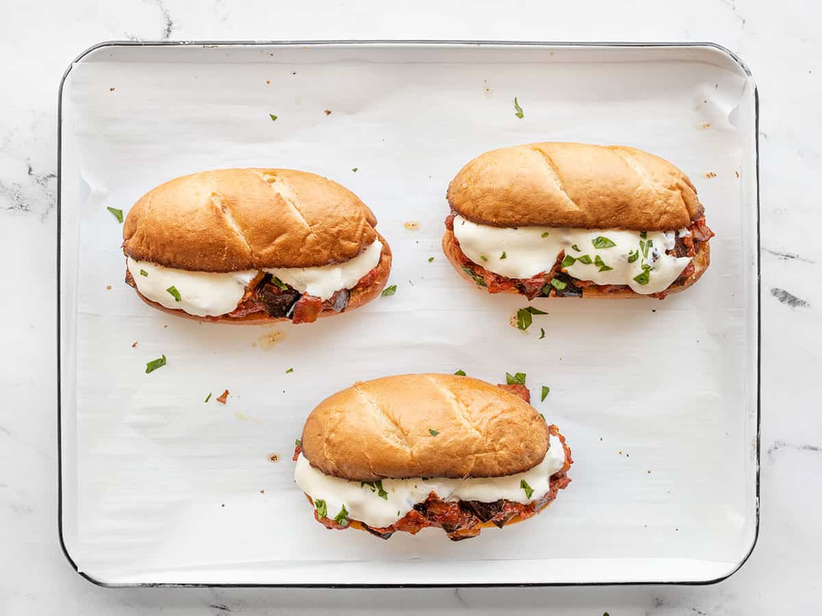 Grilled Eggplant and Mozzarella Hoagie with Basil Pesto