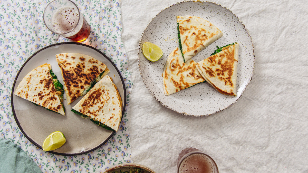 Cheesy Spinach Quesadillas with Hidden Veggies
