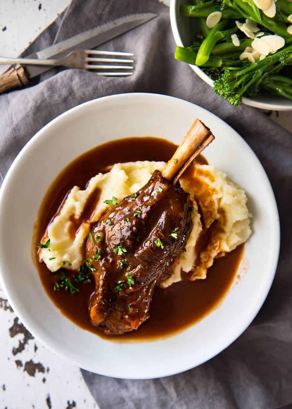 Seasonal Irish Craft Beer Braised Lamb Shanks with Root Vegetable Mash