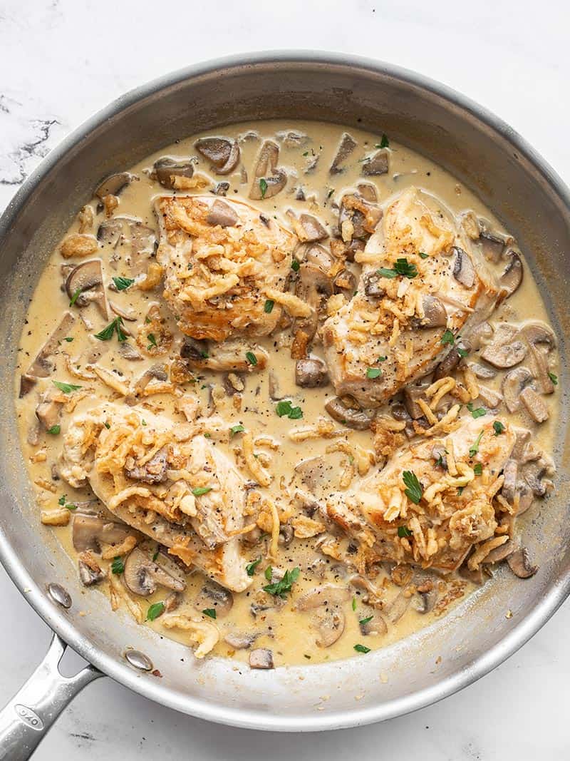 Sautéed Chicken Thighs with Smoky Mushroom and Onion Reduction