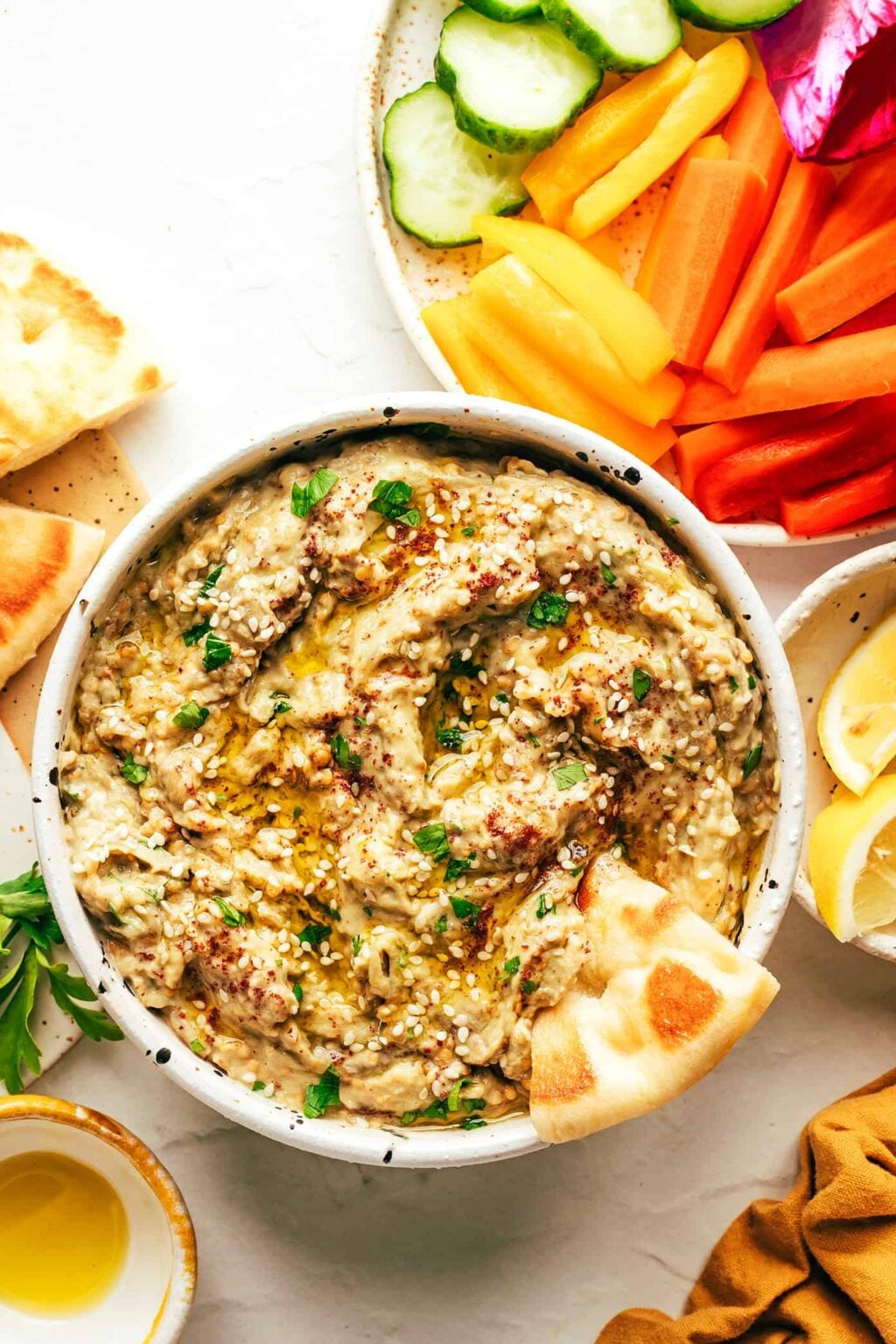 Spiced Baba Ganoush with Toasted Pine Nuts and Smoked Paprika
