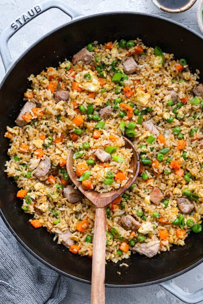 Sautéed Bagoong Fried Rice with Crispy Pork and Green Mango