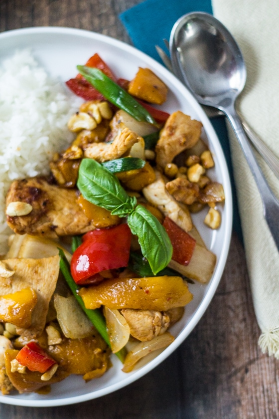 Mango and Chicken Stir-Fry with Cashew Sauce