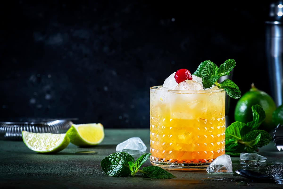 Tiki-Style Spiced Rum Cocktail with Fresh Citrus