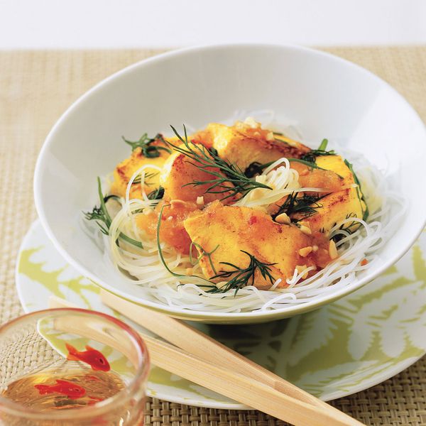 Vietnamese Fish Vermicelli Bowl with Dill and Fresh Herbs