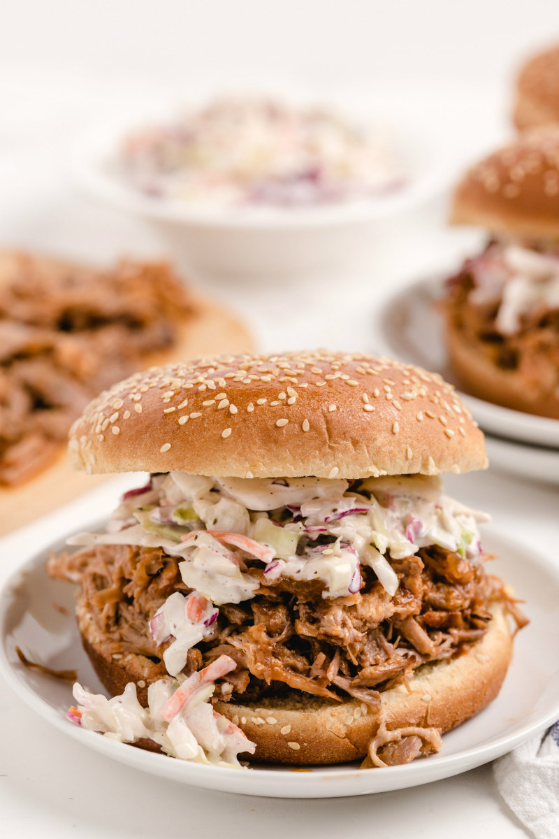 Charcoal-Grilled Pulled Pork Sandwiches with Spicy Vinegar Slaw