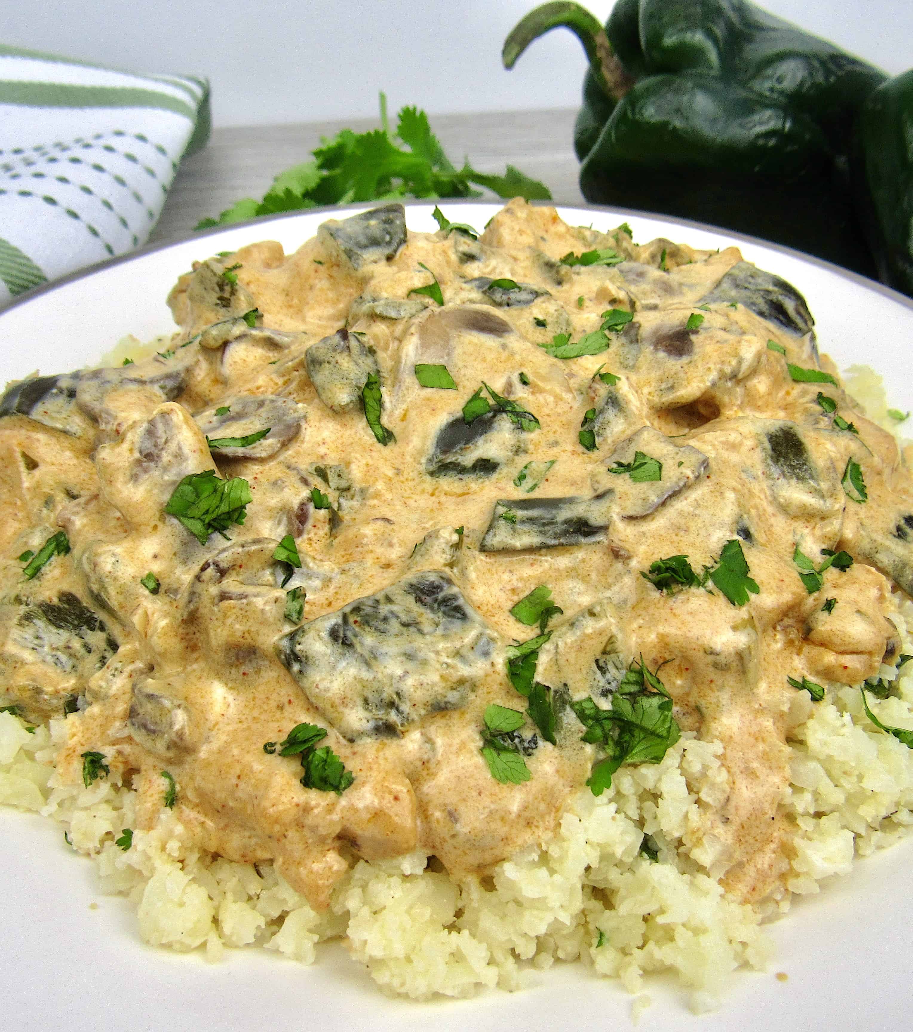 Pan-Seared Chicken with Spiced Tomato and Poblano Sauce