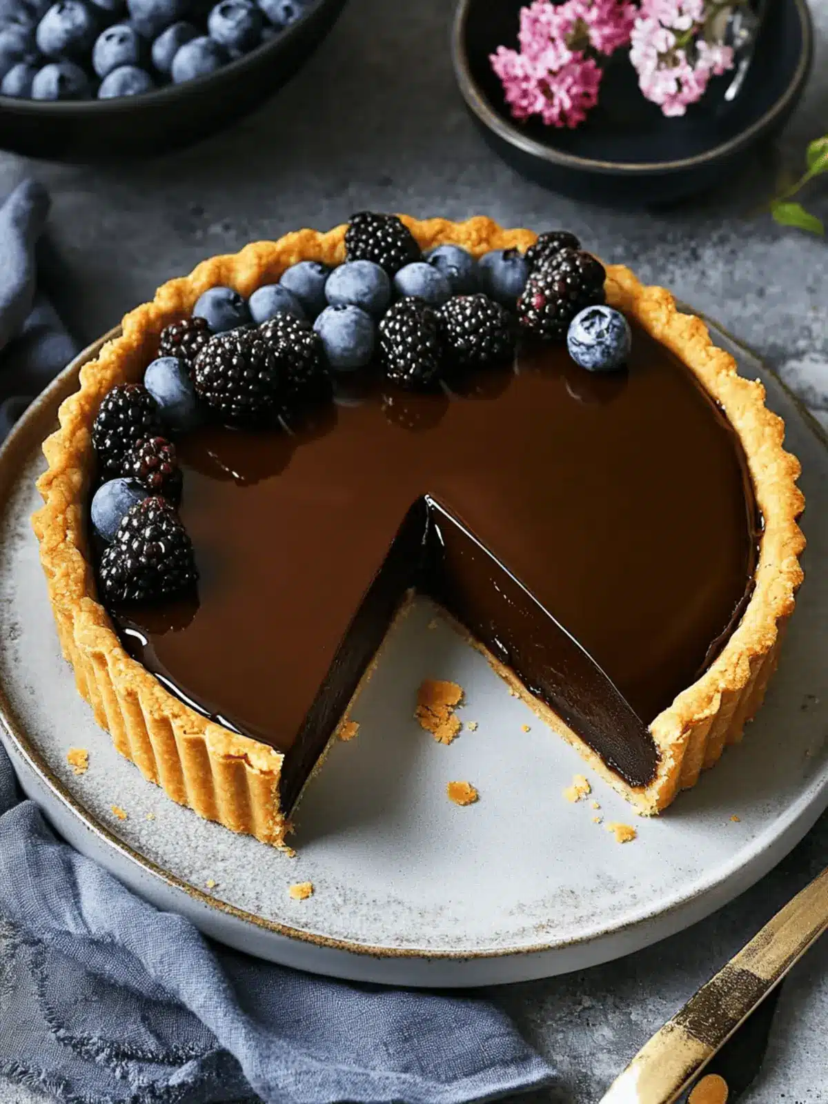 Molasses and Aged Rum Chocolate Ganache Tart