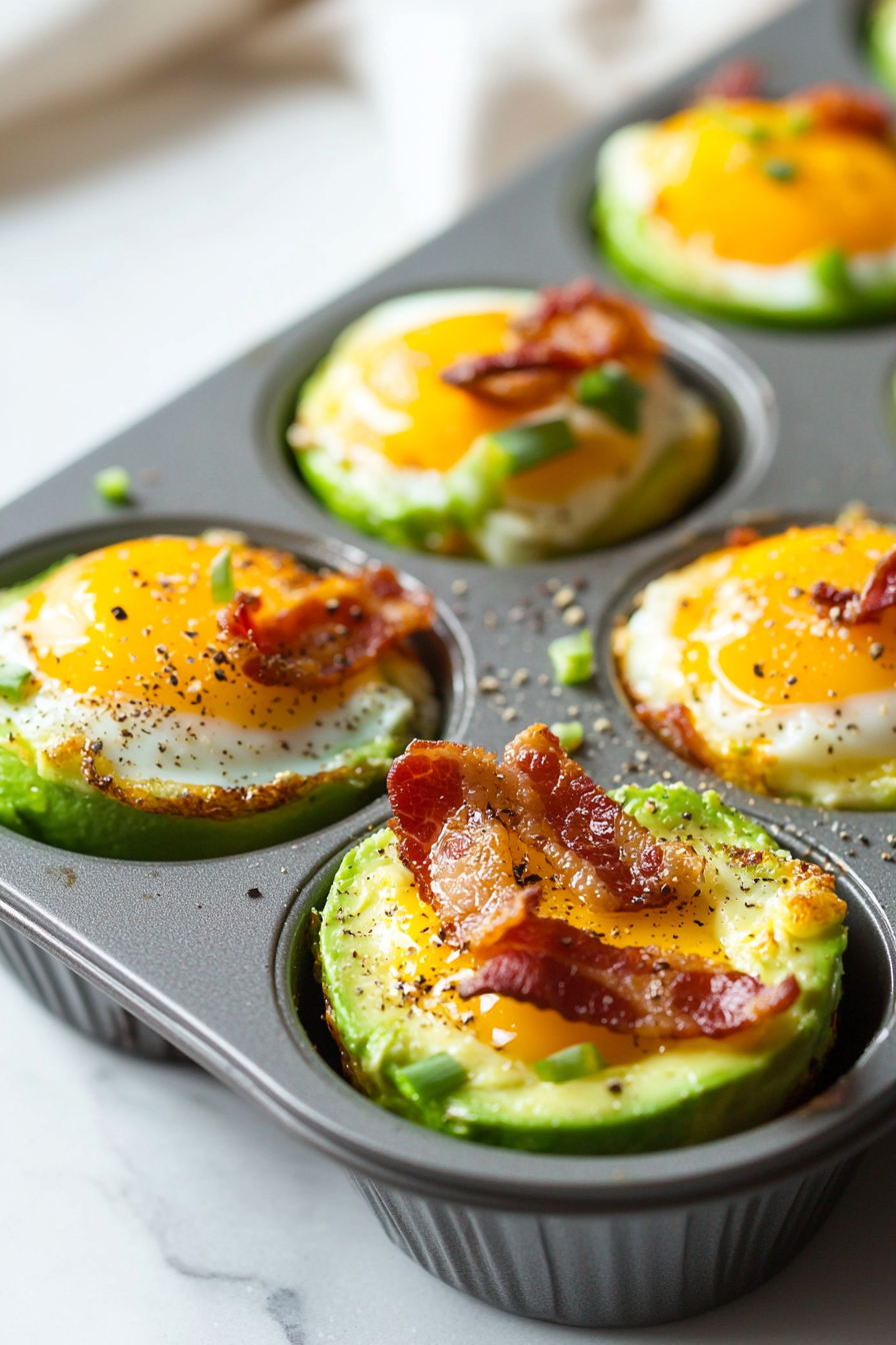Avocado-Bacon Egg Cups with Cheddar