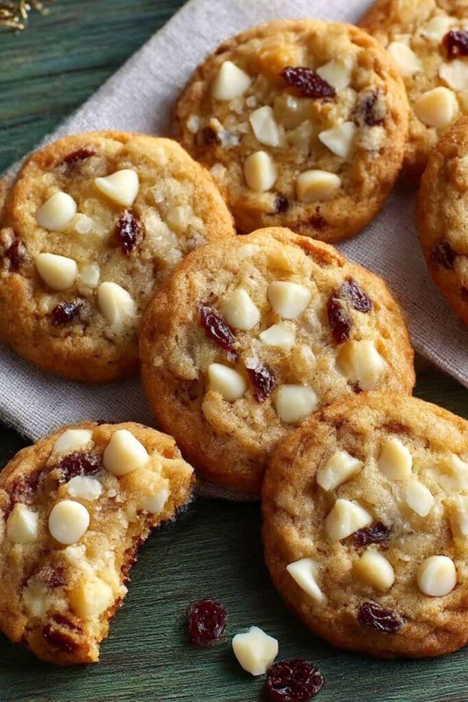 Snow-Dusted White Chocolate and Cranberry Cookies