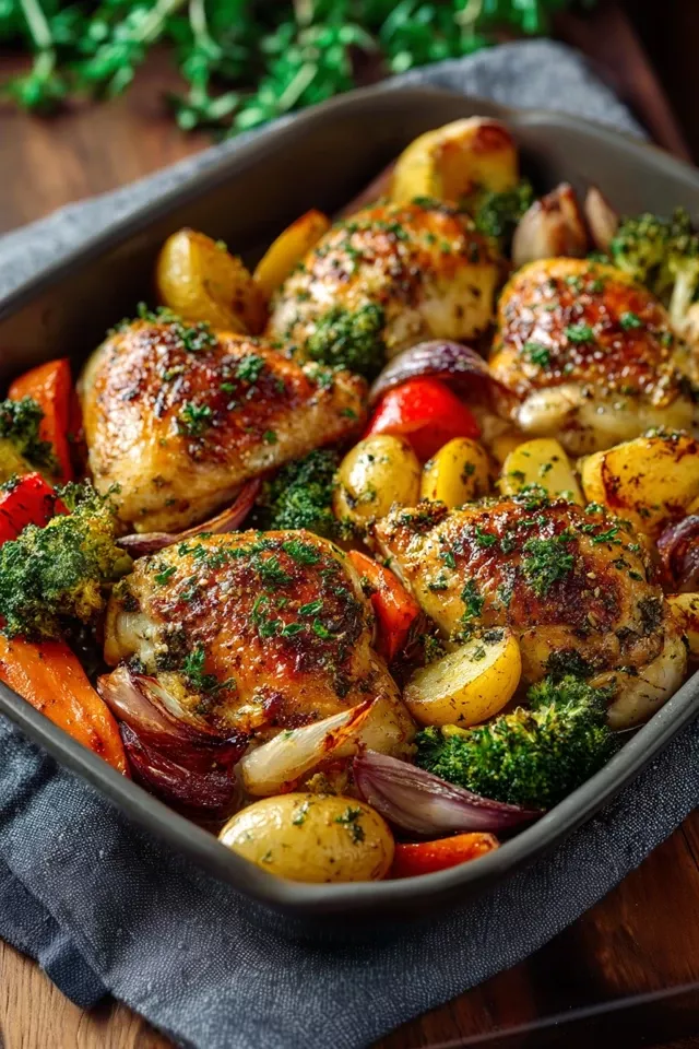 Oven-Roasted Chicken with Garlic and Herb Potatoes