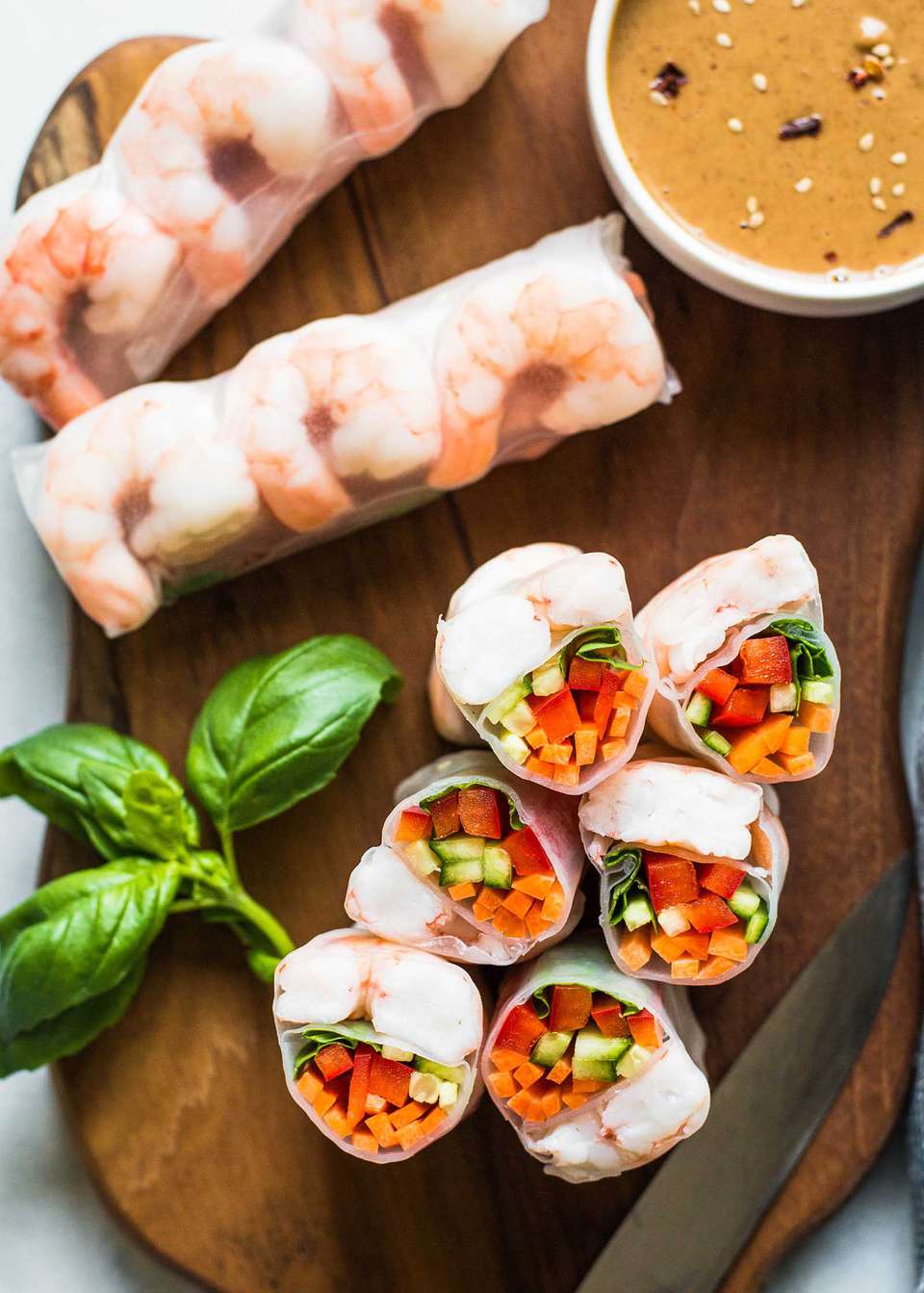 Shrimp and Vermicelli Rice Paper Rolls with Peanut Hoisin Sauce