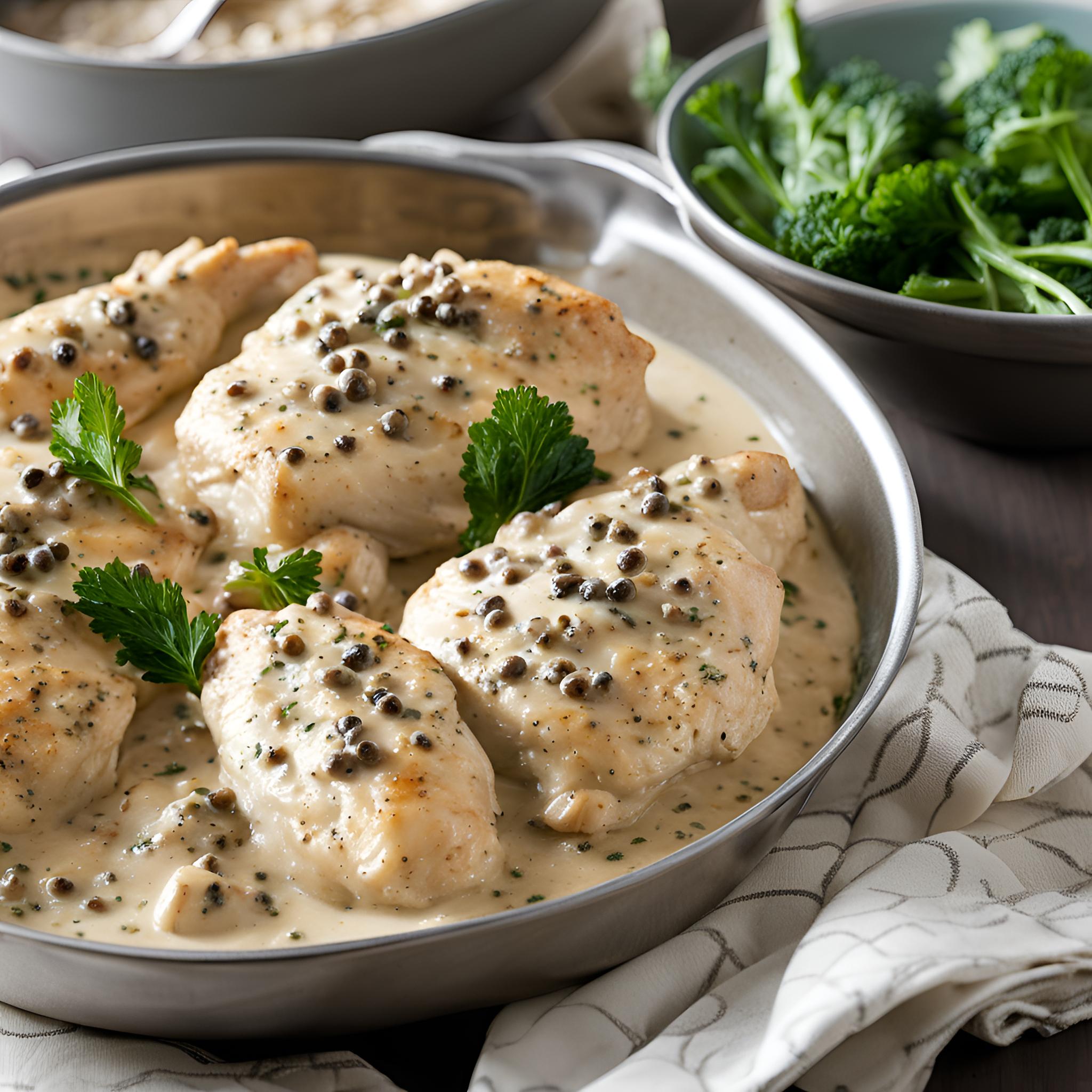 Pan-Seared Chicken with Batch-Shrunk Peppercorn Sauce