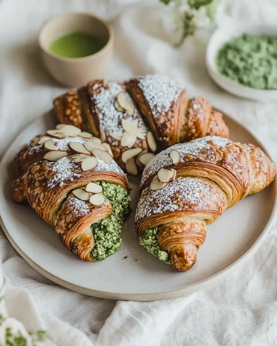 Matcha Sourdough Croissant with Honey Butter Glaze