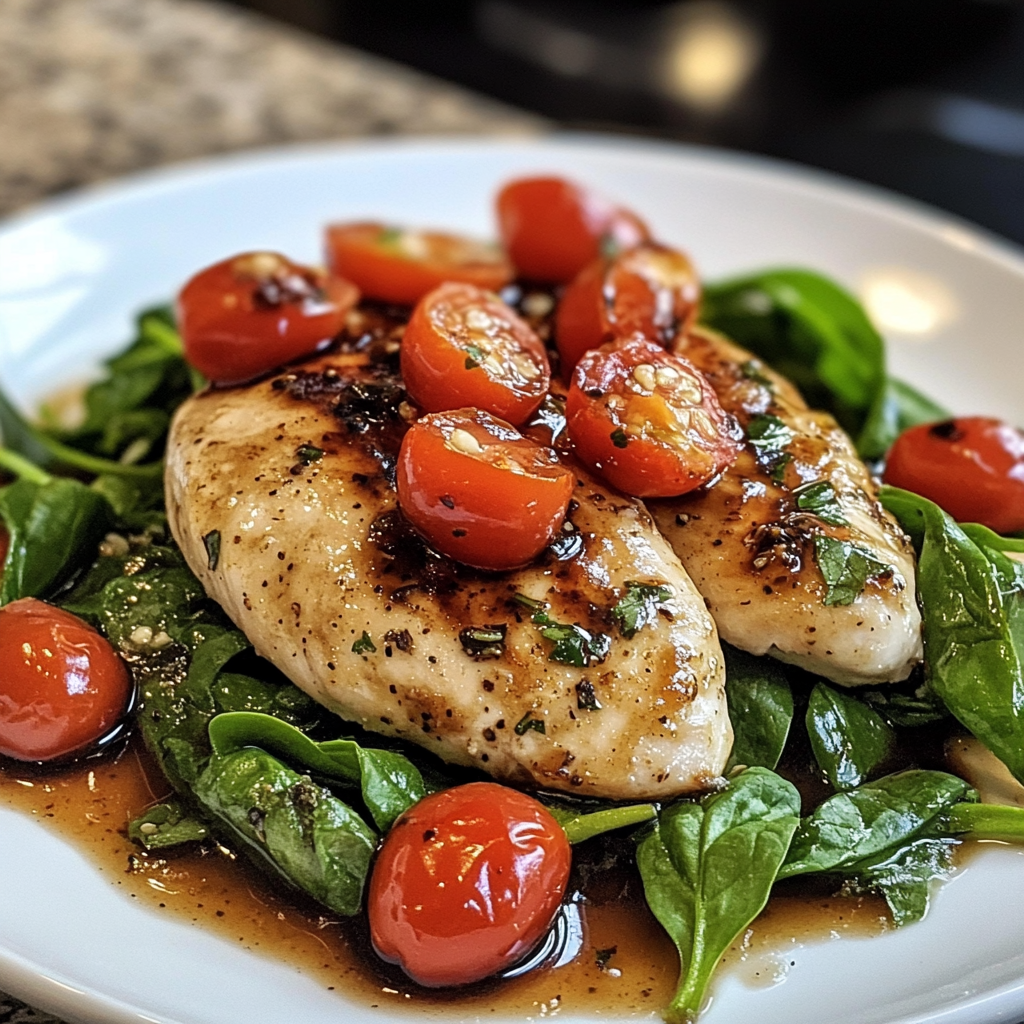 One-Pan Balsamic Chicken with Cherry Tomatoes and Spinach