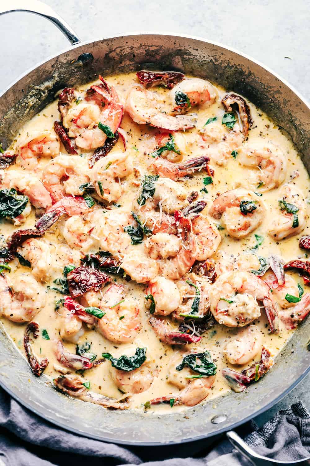 Garlic Sautéed Tuscan Shrimp with Spinach