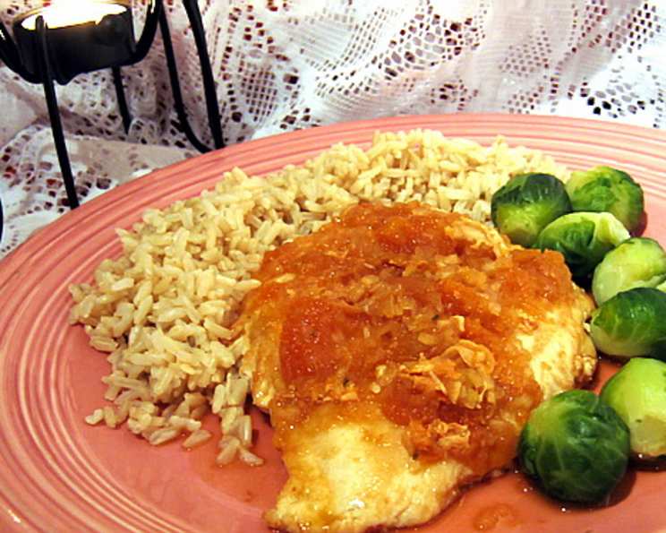 Bourbon-Peach Glazed Chicken with Roasted Vegetables