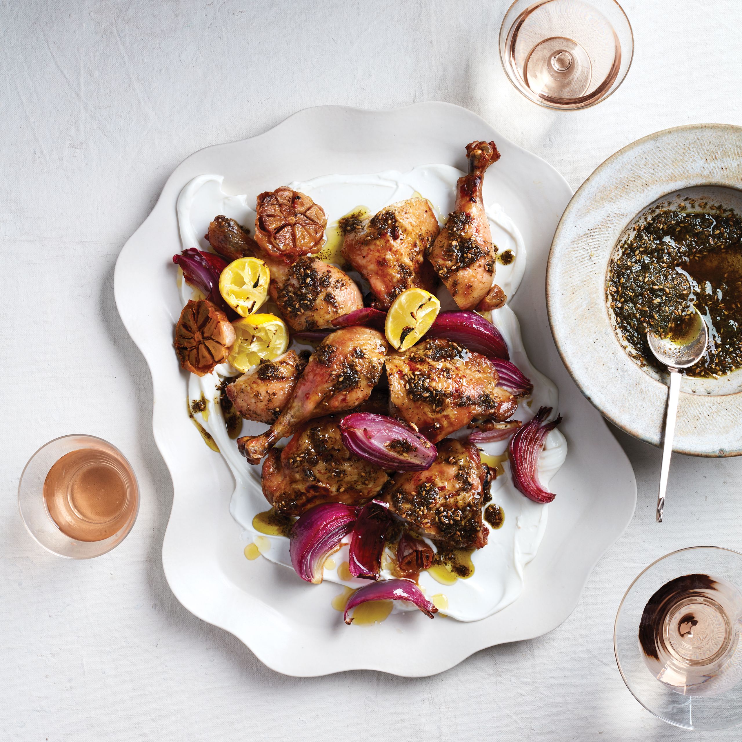 Sautéed Chicken with Sumac and Za'atar Yogurt Sauce