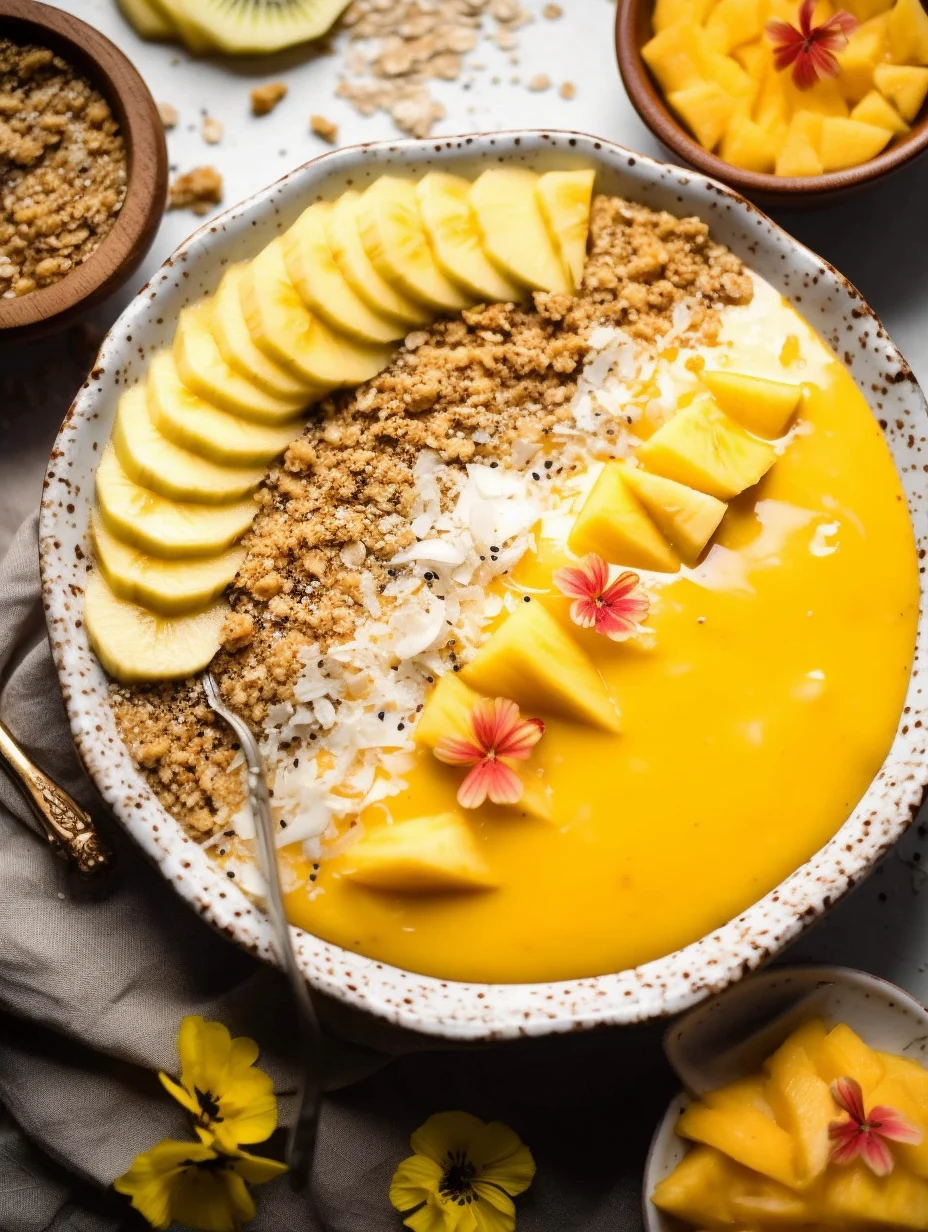 Mango-Pineapple Tropical Smoothie Bowl