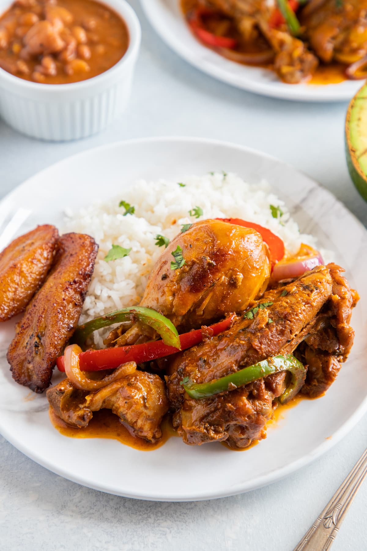 Dominican-Style Pollo Guisado with Sofrito and Plantains