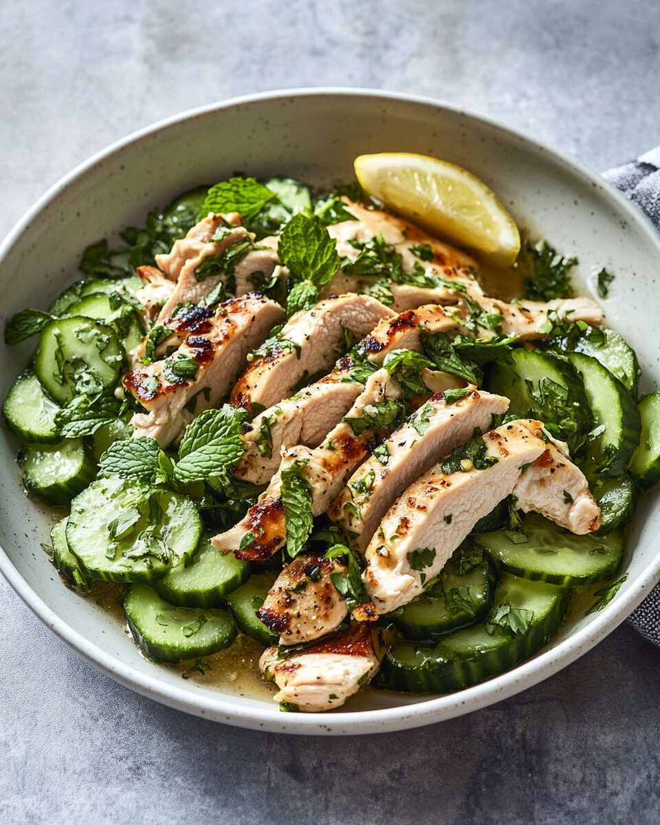 Herb-Crusted Chicken with Cucumber Salad