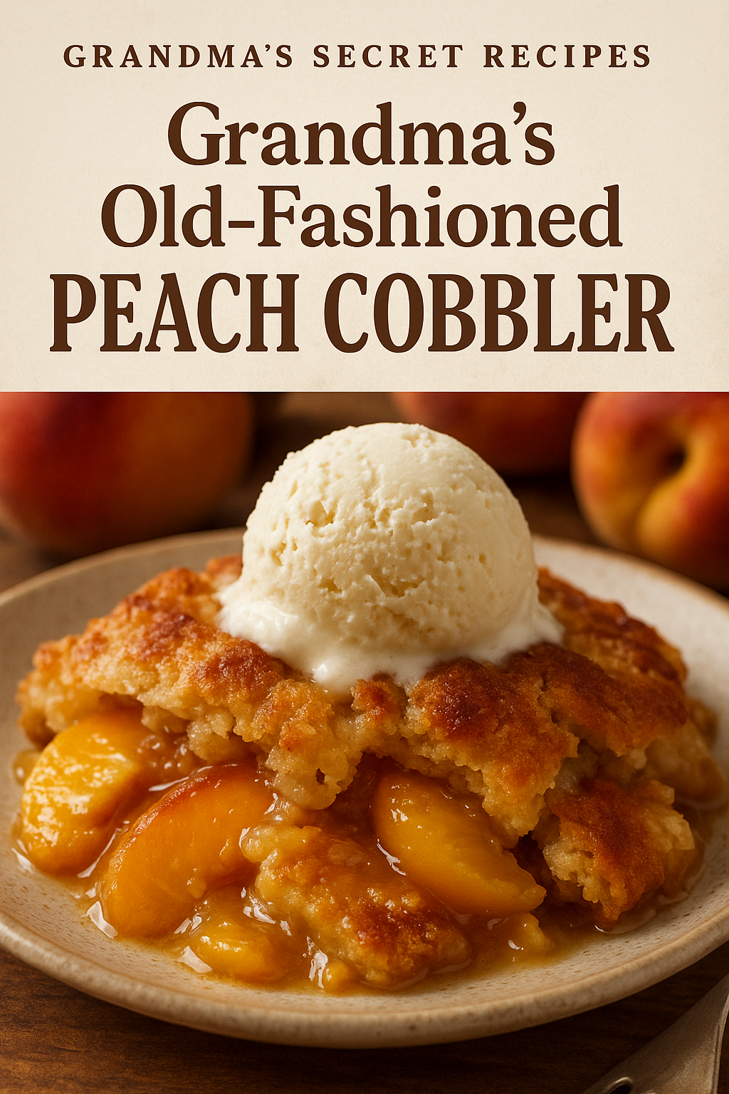 Old-Fashioned Baked Peach Cobbler with Cinnamon Crust