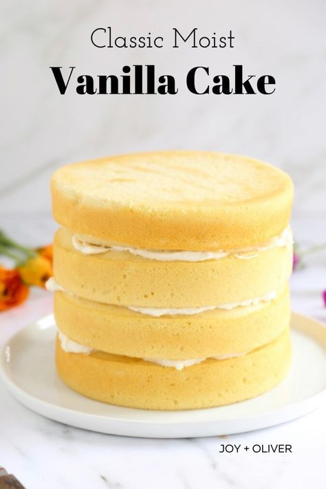 One-Bowl Moist Vanilla Butter Cake with Melted Butter