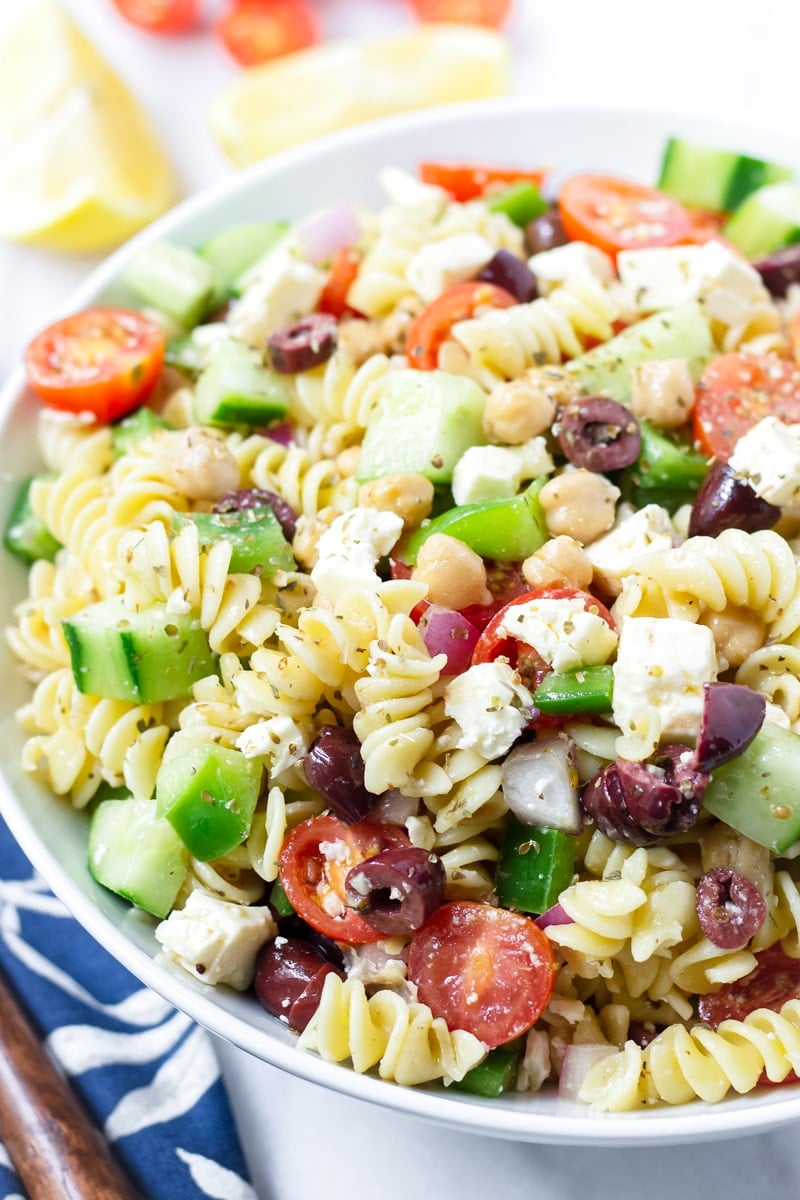 Chilled Greek Pasta Salad with Feta and Olives