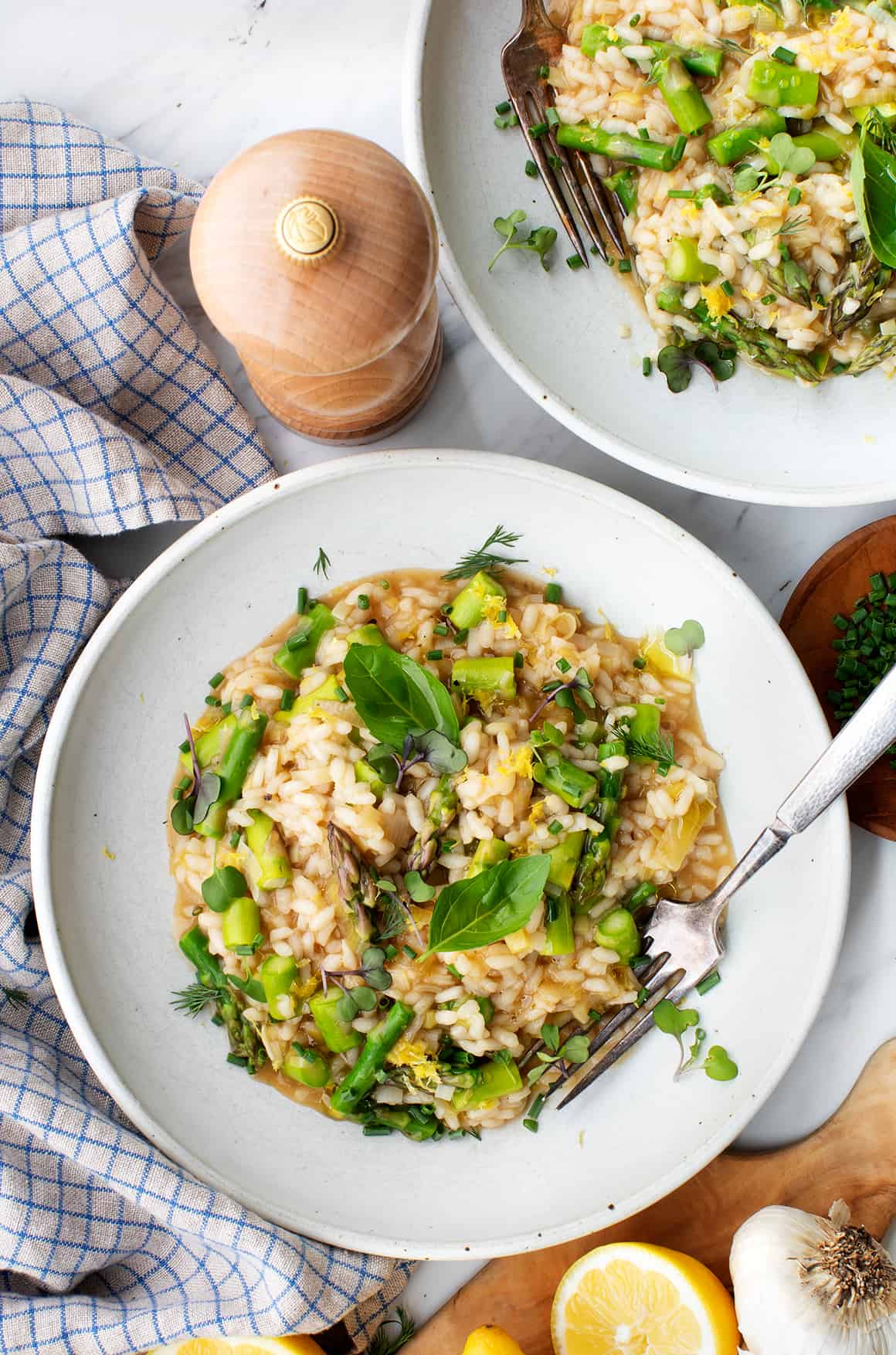 Saffron-Infused Risotto with Roasted Asparagus and Parmesan