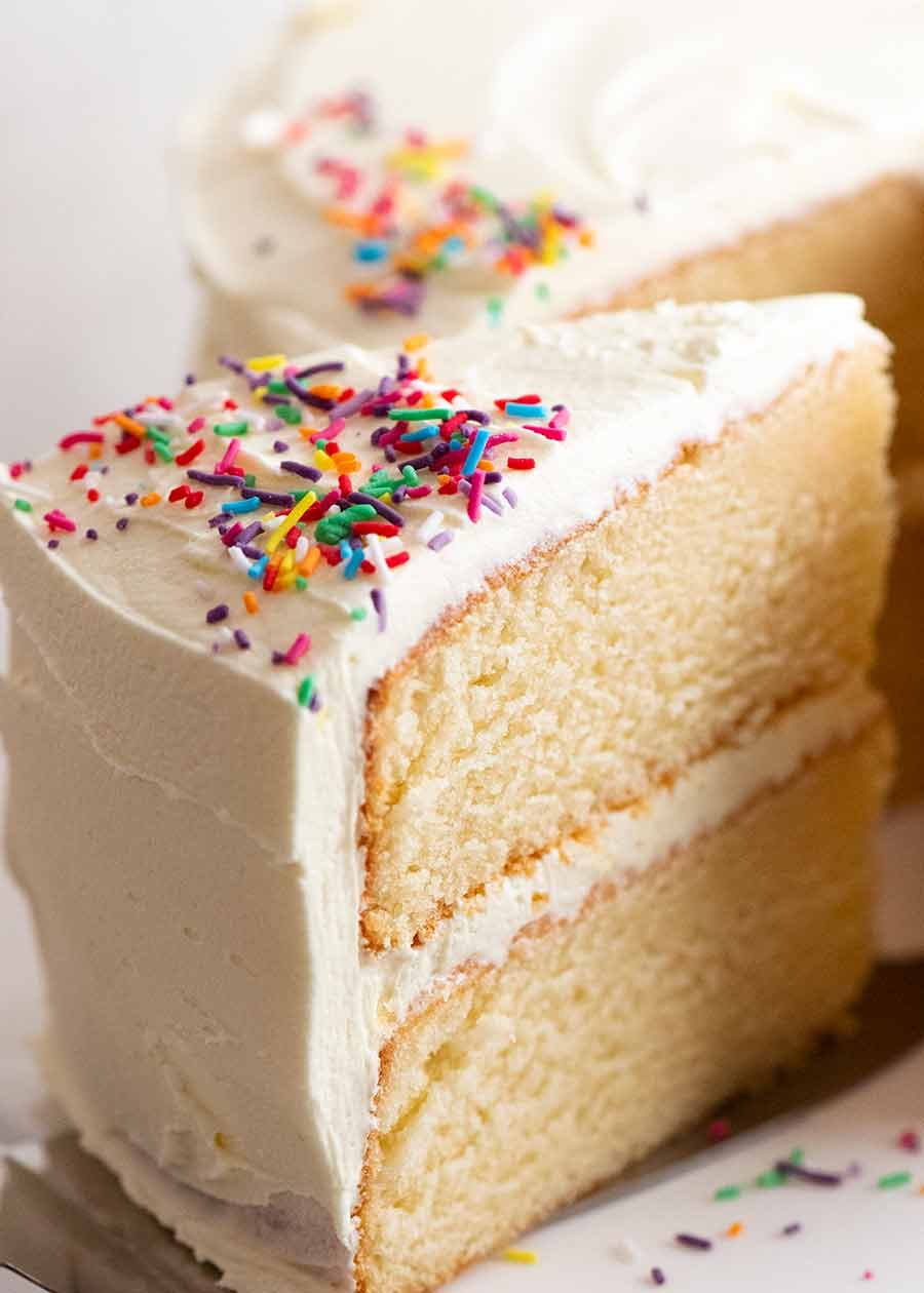 Hand-Mixed Moist Vanilla Cake with Melted Butter
