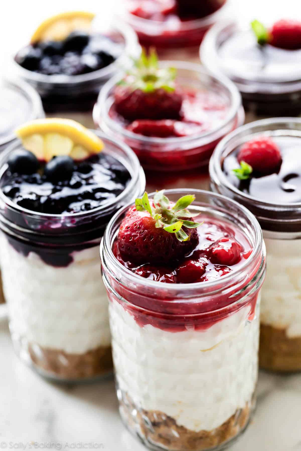 No-Bake Berry Cheesecake Jars with Almond Crust