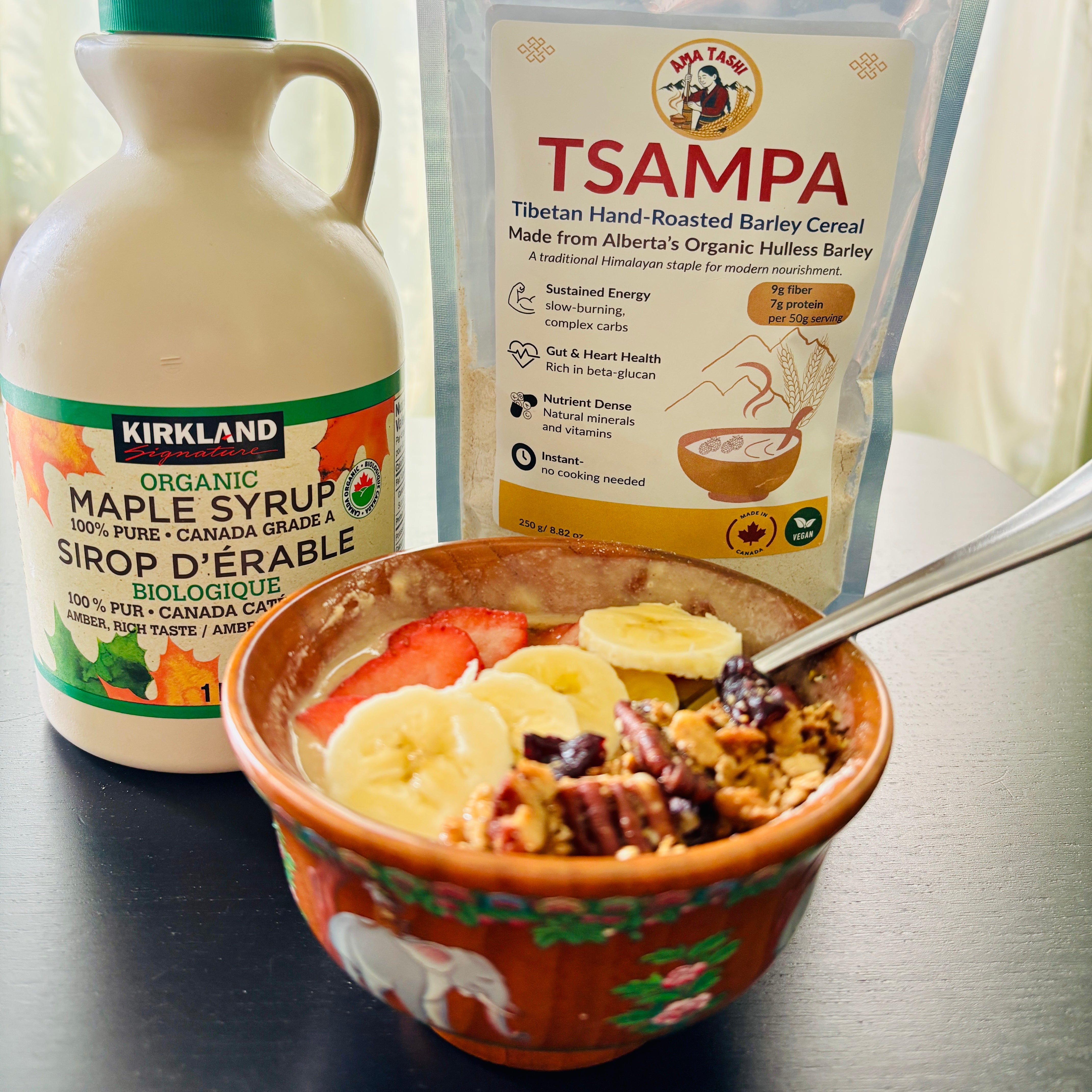 Tibetan Tsampa Porridge with Butter and Brown Sugar