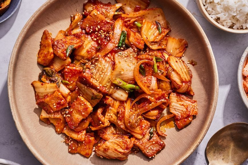 Sizzling Kimchi and Pork Stir Fry with Sesame Noodles