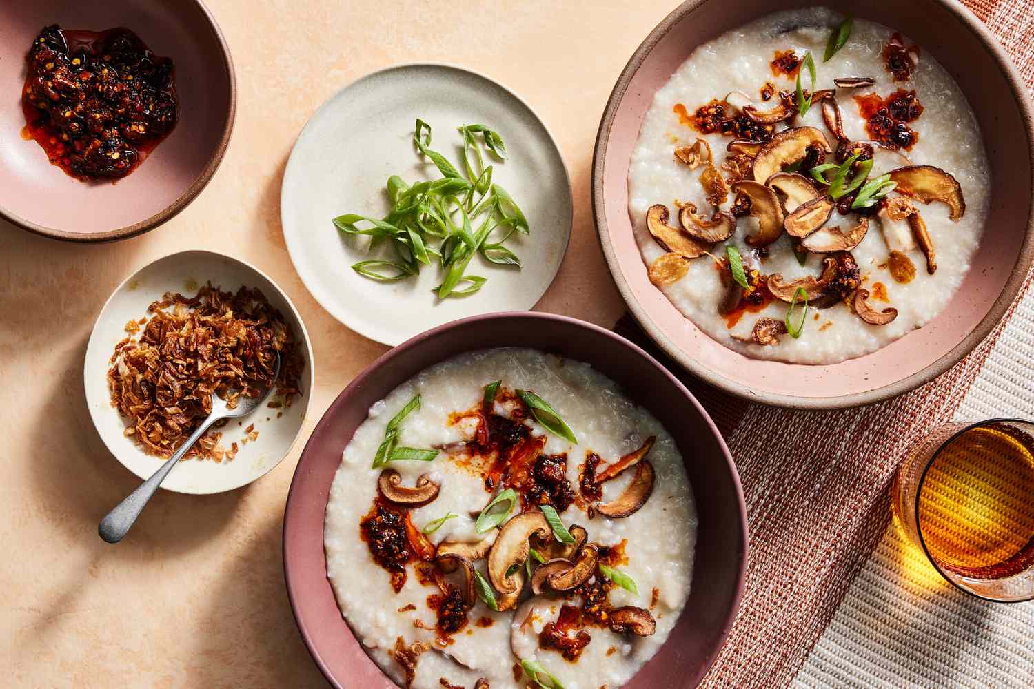 Kimchi and Shiitake Mushroom Rice Porridge with Fried Egg