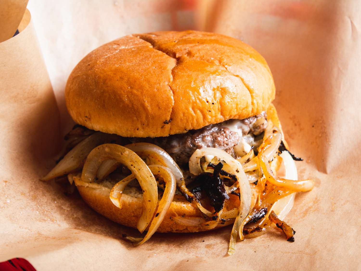 Northern-Style Grilled Elk Burger with Juniper and Caramelized Onions