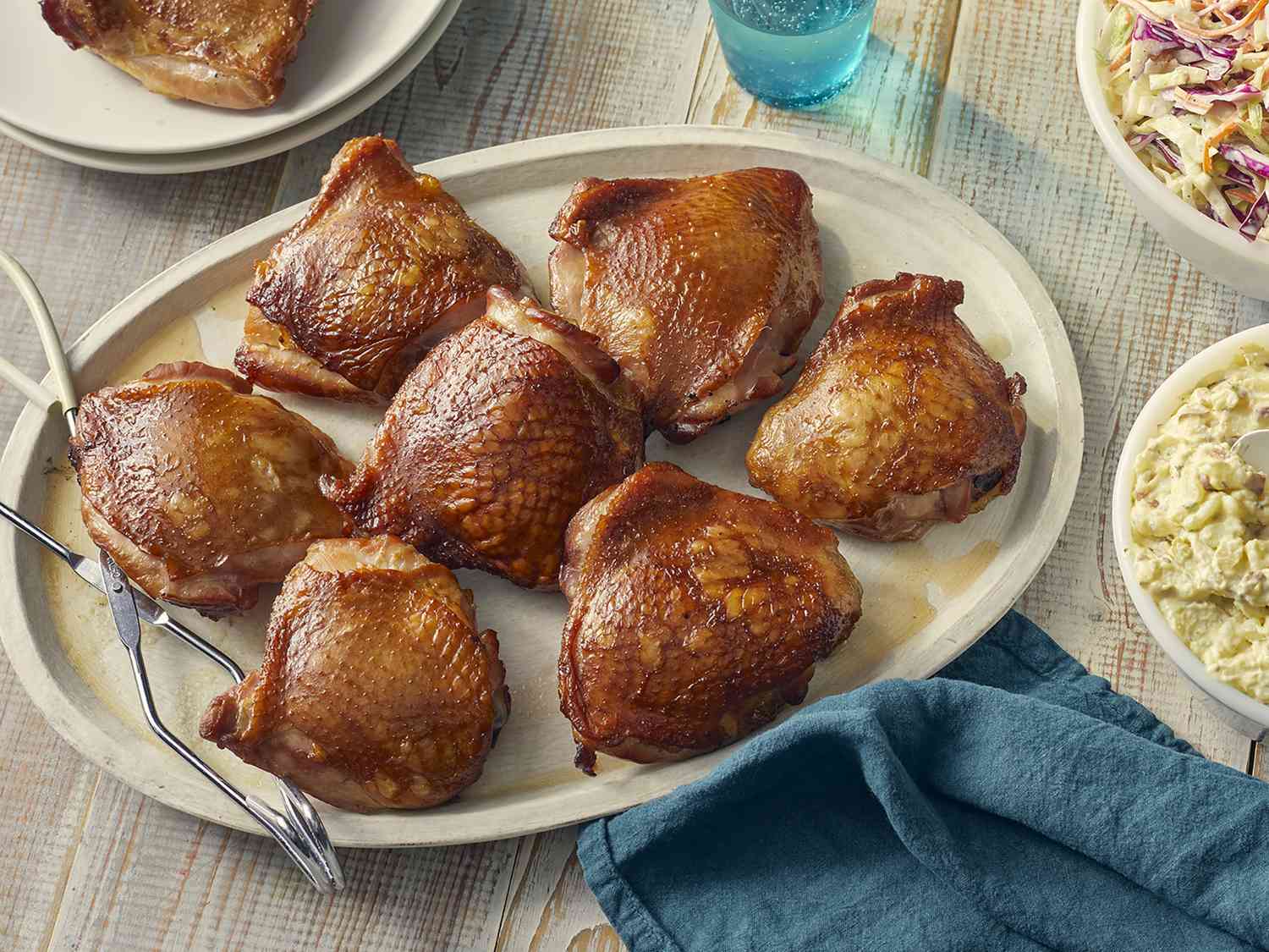 Smoked Beer-Brined Chicken Thighs with Mustard Herb Sauce